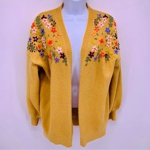 Roolee Embroidered Floral Cardigan Womens Size M